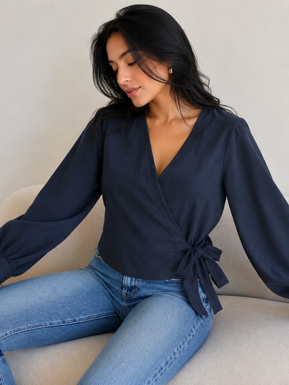 Everlane The Washable Silk Wrap Top It runs small